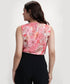Neck Pleated Printed Pink Top