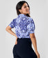 Deep Vneck Lapel Blue Printed Top