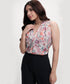 Neck Pleated Printed Top