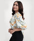 Neck Detailed Half Sleeve Floral Printed Top