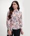 Long Sleeve Waist Tie Printed Pink Top