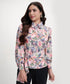 Long Sleeve Waist Tie Printed Pink Top