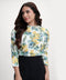 Long Sleeve Detailed Printed Chiffon Top