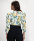 Long Sleeve Detailed Printed Chiffon Top