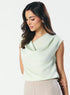 Cowl Neck Satin Pastal Green Top