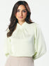 High VNeck Pleated Creamy Green Top