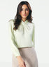 High VNeck Pleated Creamy Green Top