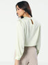 High VNeck Pleated Creamy Green Top