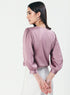 Slanted Pleated Crepe Satin Plum-Purple Top