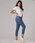 Mid Waist Calf Length Slit Jean