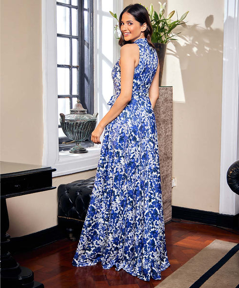 Halter Neck Printed Maxi Dress