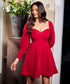 Sweet Heart Neck Puffed Sleeve Dress
