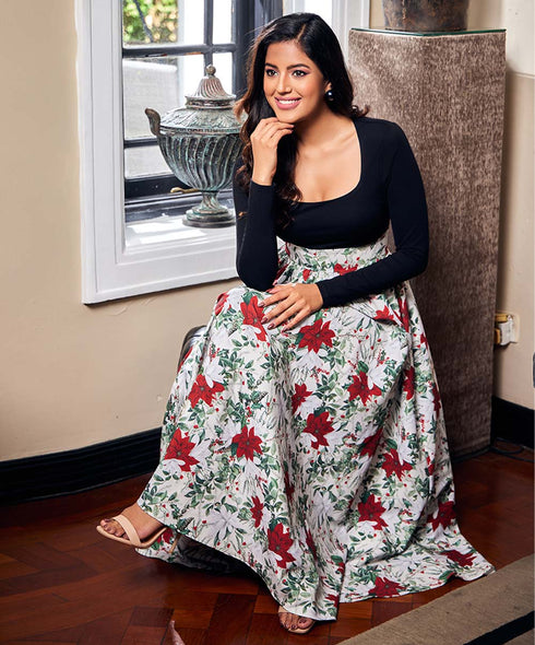 Two Tone Midi Dress With Pockets