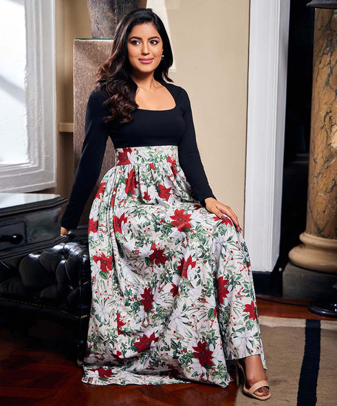 Two Tone Midi Dress With Pockets