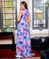 Sleeveless Neck Detailed Chiffon Printed Maxi Dress