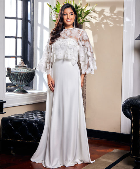 White Satin Dress (Mesh Top Excluded)