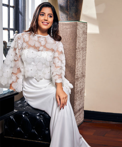 White Satin Dress (Mesh Top Excluded)