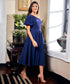 One Shoulder Puff Sleeve Blue Dress