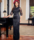Black Half Sleeve Embelished Maxi Dress
