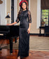 Black Half Sleeve Embelished Maxi Dress