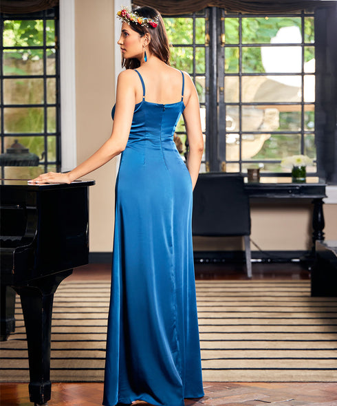 Cowl Neck Satin Maxi Dress