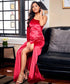 One Shoulder High Slitted Red Velvet Dress