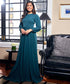 Long Sleeve Green Colour Chiffon Maxi