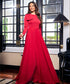 Side Bow Long Sleeve Maxi Maroon Dress
