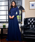 Side Bow Long Sleeve Maxi Blue Dress