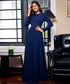 Side Bow Long Sleeve Maxi Blue Dress