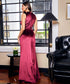 High Neck Sleeveless Maroon Velvet Maxi Dress