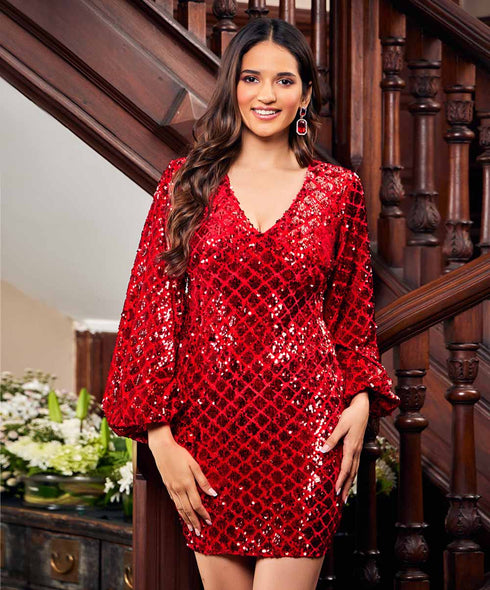 Vneck Sequin Bodycon Dress