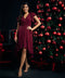 Vneck Frilled Maroon Chiffon Dress