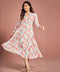 Long Sleeve Printed Chiffon Label Dress