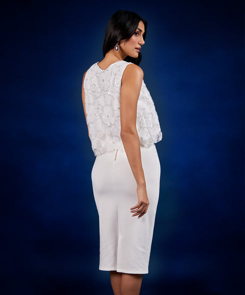 White Sequin Mesh Top