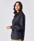Mandarin  Collar Cotton Oversized Shirt- Black