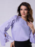 Split Sleeve With Bow Chiffon Lavendar Top