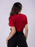 Short Sleeve Frilled Top-Red
