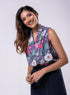 Vneck Front Buttoned Printed Top