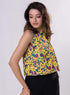 Sleeveless Printed Yellow Top With A Bow
