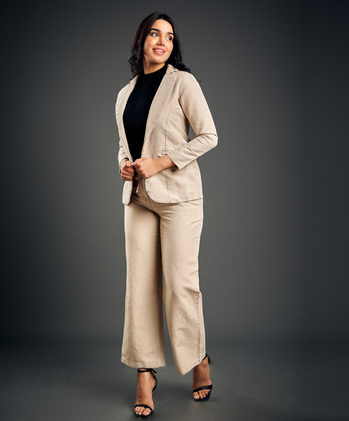 Linen Basic Formal Beige Jacket