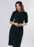 Round Neck Shift Dress With Flaps-Dark Green