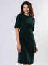 Round Neck Shift Dress With Flaps-Dark Green