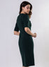 Round Neck Shift Dress With Flaps-Dark Green
