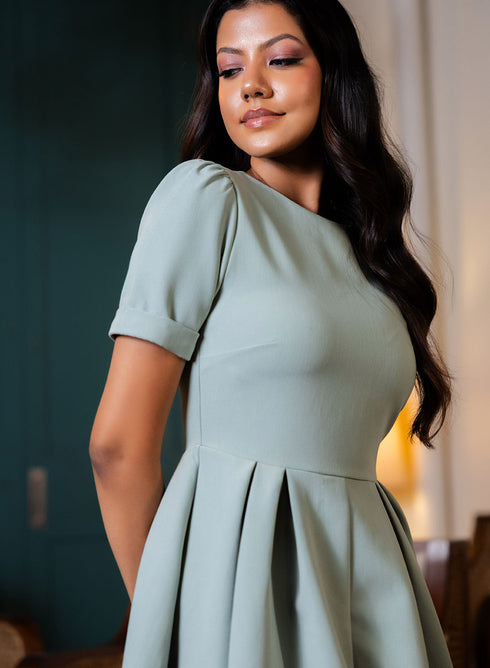 Pleated Short Sleeve Dress