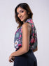Vneck Front Buttoned Printed Top