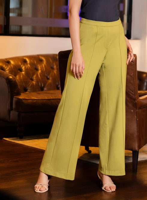 Flared Ponte Trouser - Green