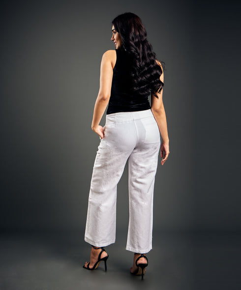 White Comfortable Linen Pant