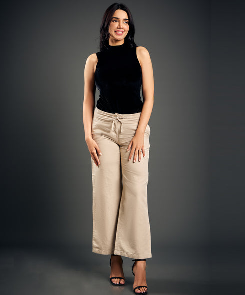 Beige Comfortable Linen Pant