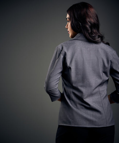 3/4 Sleeve Grey Office Blazer